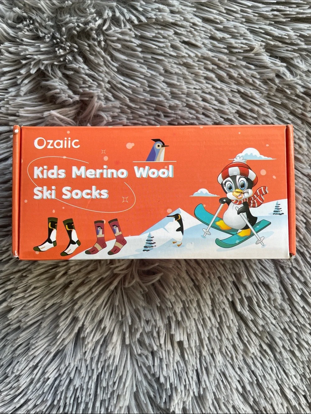 Ozaiic Kids Merino Wool Socks 2 Pairs Holiday Print Winter Warm Ski